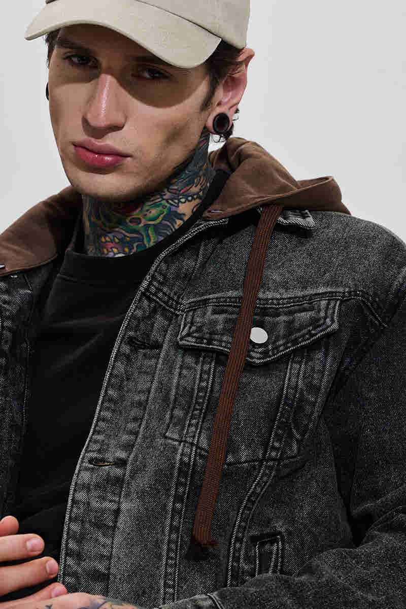 DARK GREY DENIM SHACKET FOR MEN'S - STYLOPEX