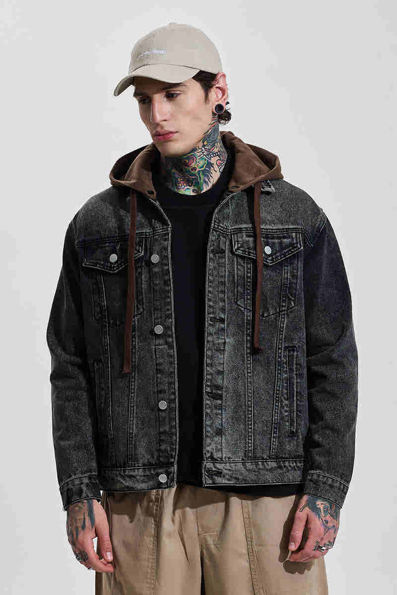 DARK GREY DENIM SHACKET FOR MEN'S - STYLOPEX