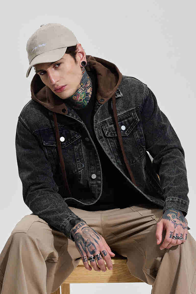DARK GREY DENIM SHACKET FOR MEN'S - STYLOPEX