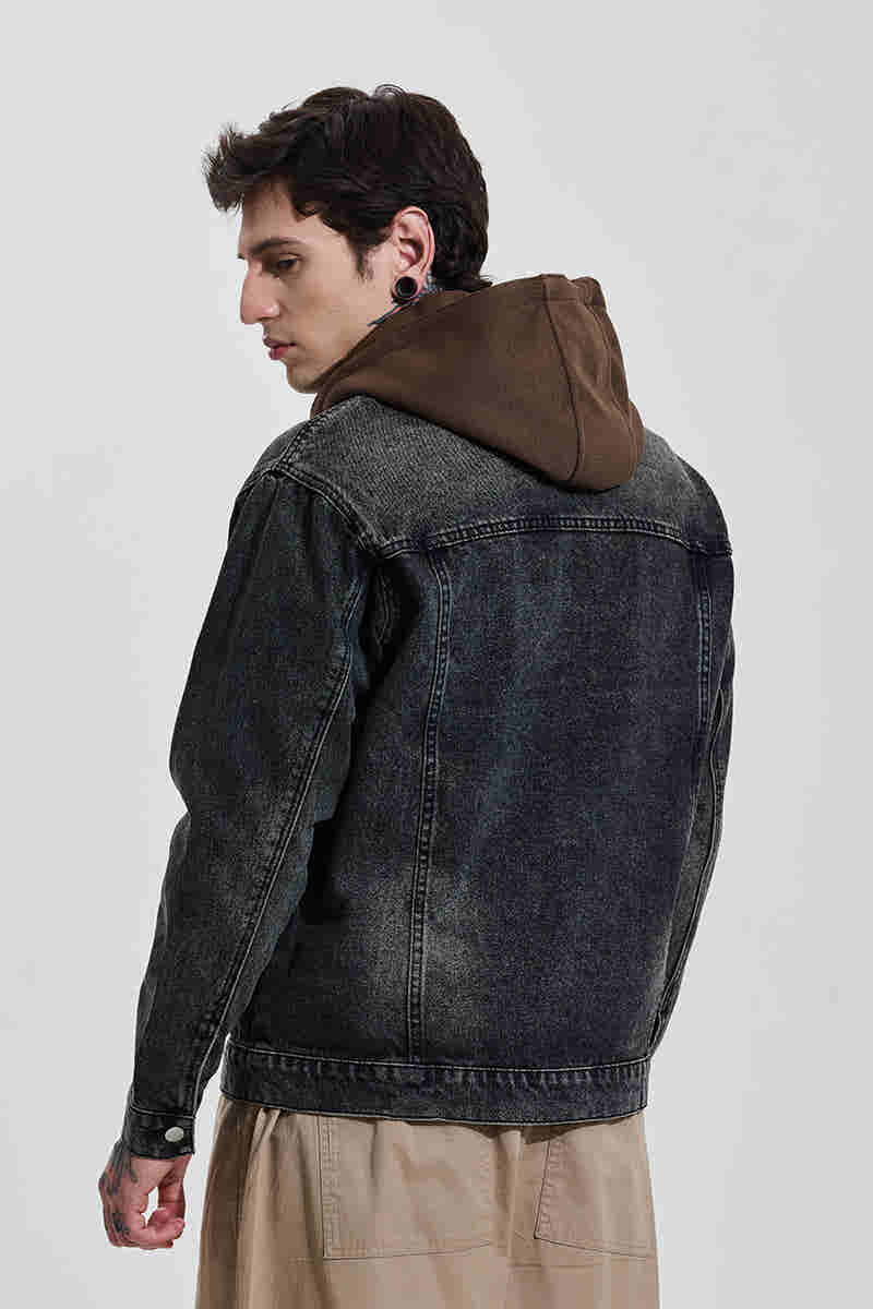 DARK GREY DENIM SHACKET FOR MEN'S - STYLOPEX