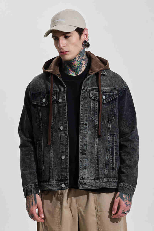 DARK GREY DENIM SHACKET FOR MEN'S - STYLOPEX